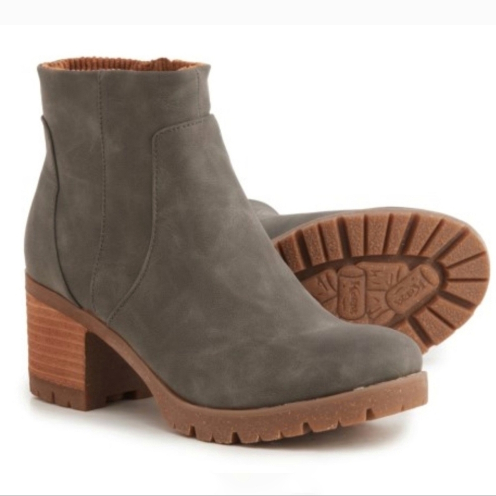 Korks by Kork Ease New Esmerelda Taupe Nubuck Chelsea Bootie Heeled Boots SZ 8.5